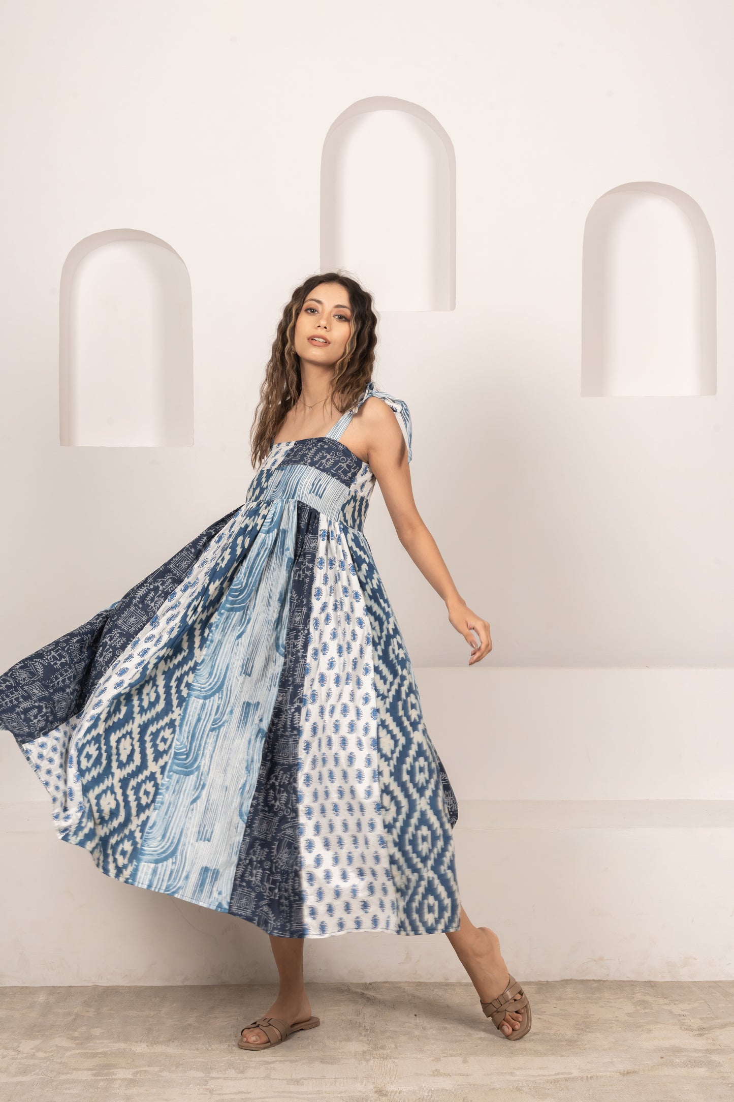 Indigo Waves Dress