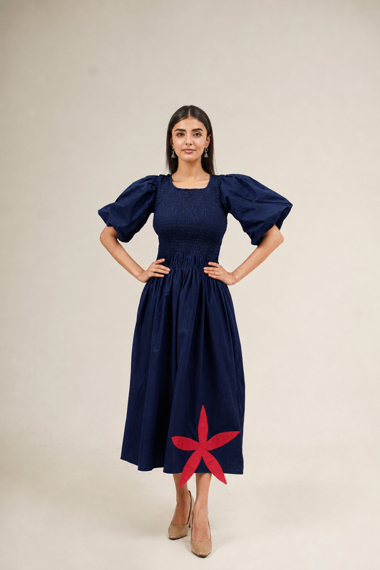 Navy Petal Dress