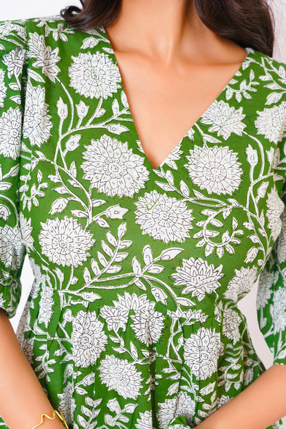 Olive Bloom Midi Dress